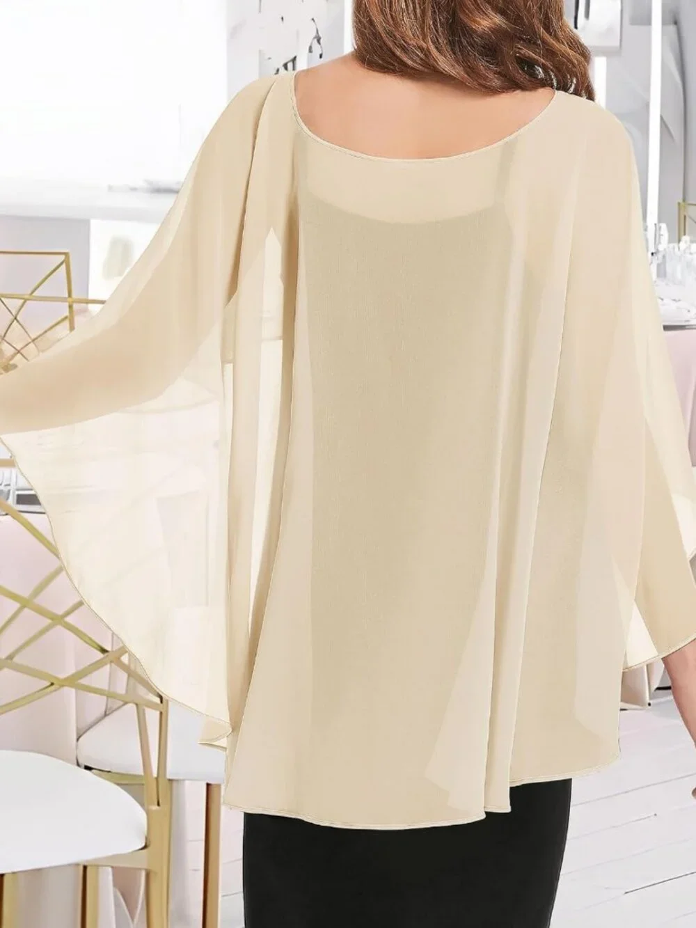 Elegant Sheer Chiffon Shawl Wrap for Evening Dress, Wedding Capelet, Lightweight